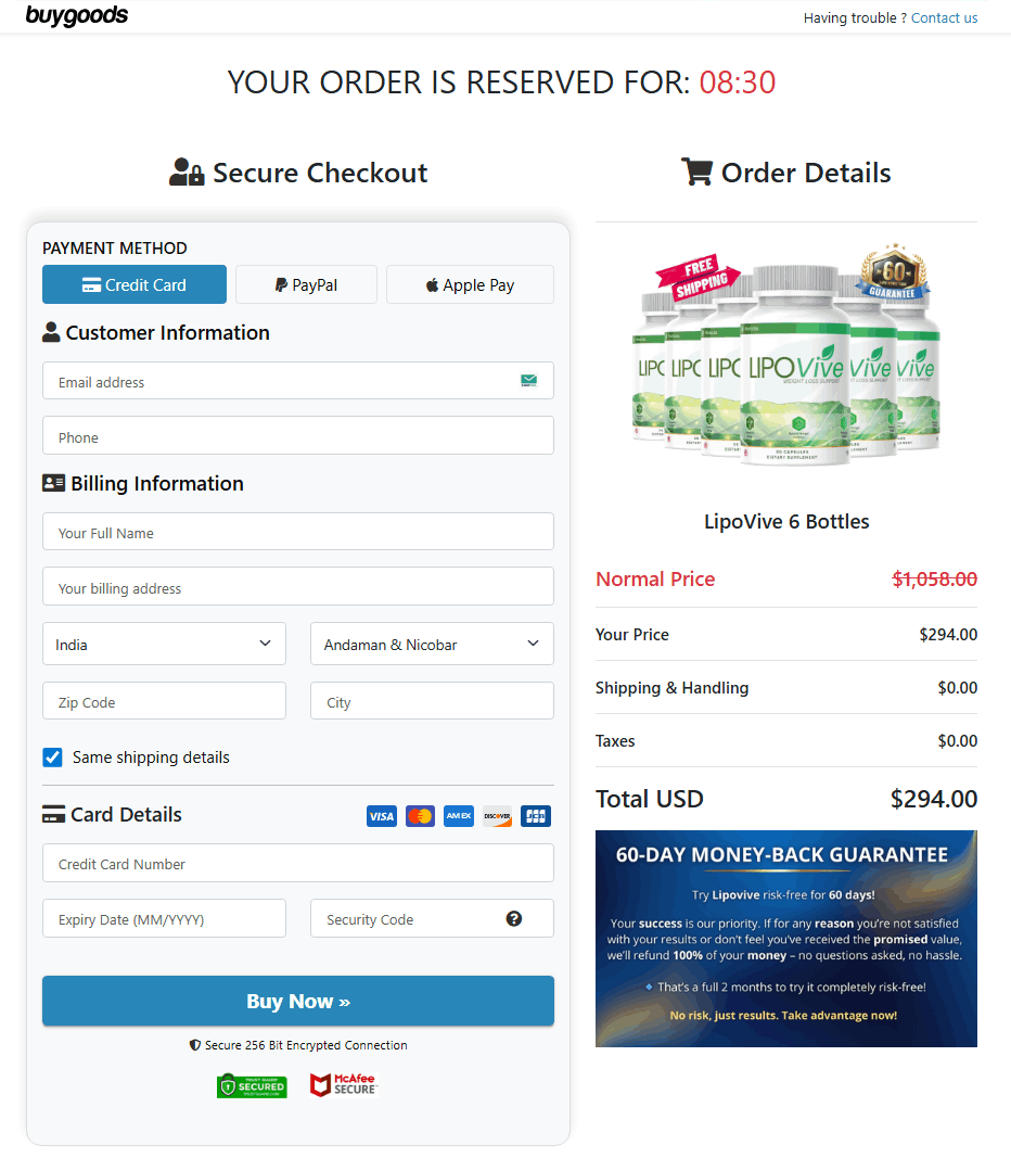 BioSlim Cleanse Order Page